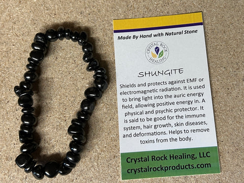 Natural Stone Chip Bracelet 7 inch Stretch-Shungite