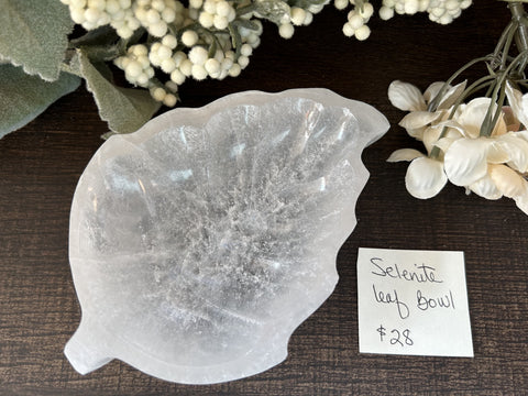 Selenite Leaf Bowl